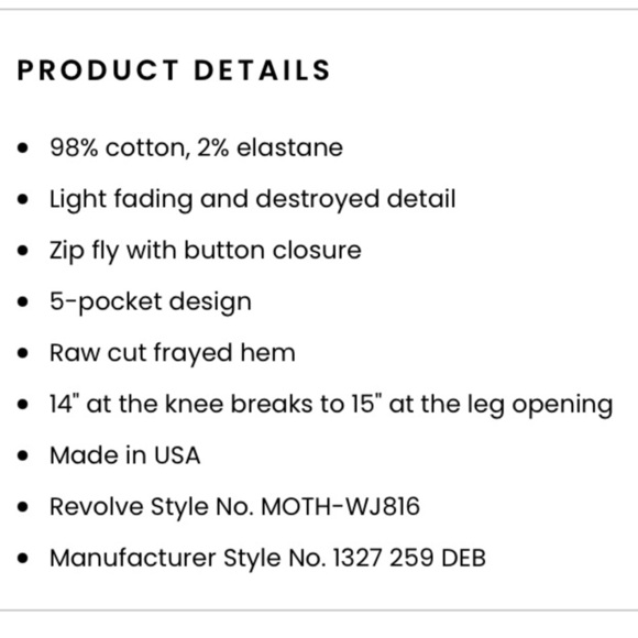 MOTHER SUPERIOR INSIDER CROP STEP CHEW IN DESTROYED BILLS HIRISE STRAIGHT LEG - Picture 5 of 16